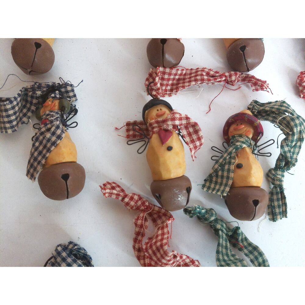 Vintage Snowman Jingle Bell Country Cottage Farm Ornaments Set of 23 - Picture 6 of 6